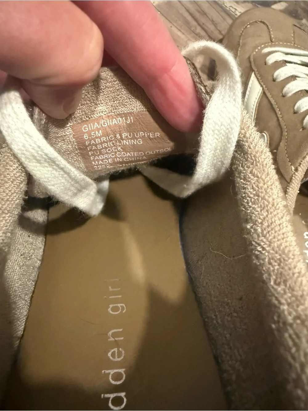 Madden Girl Tan Suede Sneakers with White Trim